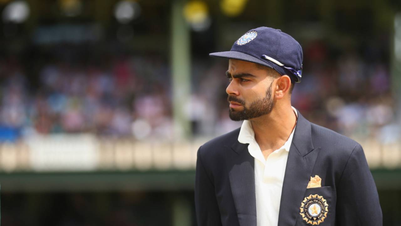 Virat Kohli looks on at the coin toss, day one, Australia v India, fourth Test, Sydney, January 6, 2015