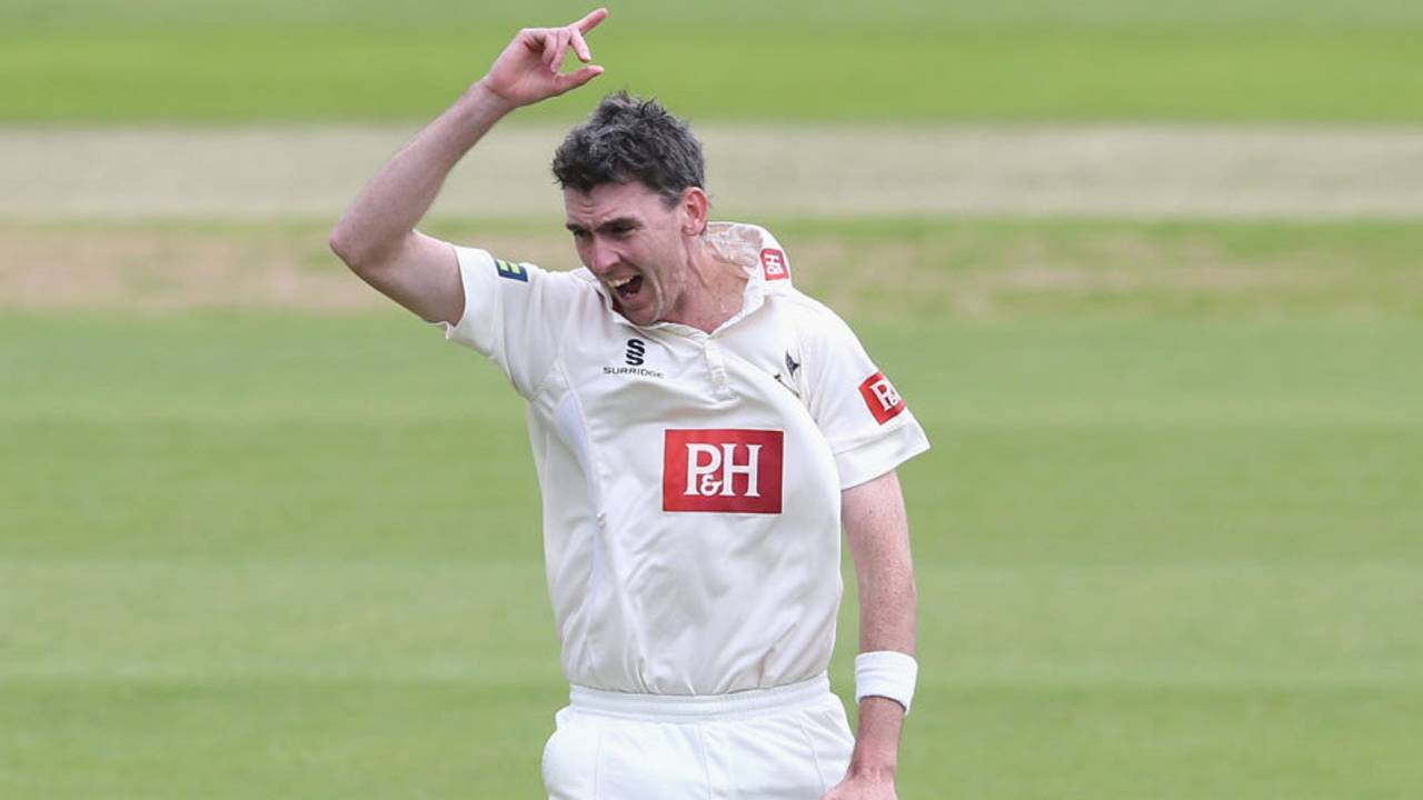 Steve Magoffin ripped out four of the top order, Nottinghamshire v Sussex, County Championship, Division One, Trent Bridge, 1st day, June 1, 2015