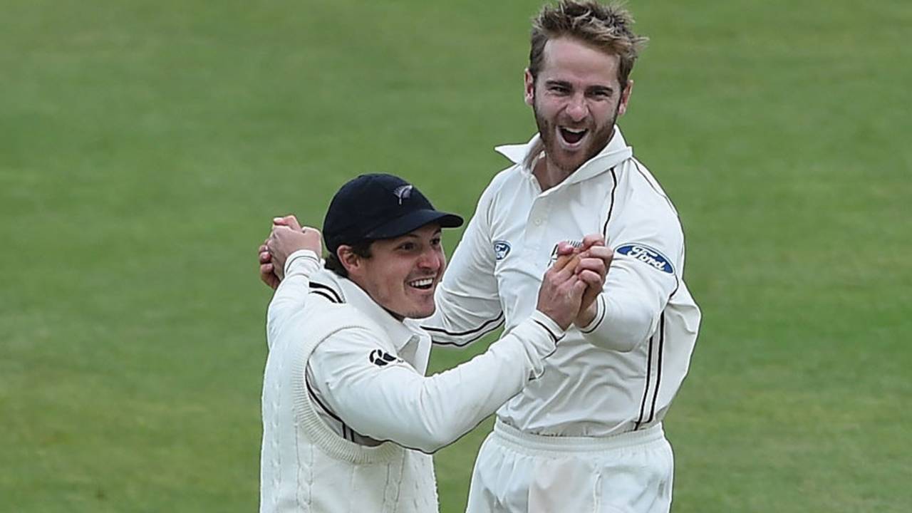 BJ Watling and Kane Williamson celebrate, England v New Zealand, 2nd Investec Test, Headingley, 5th day, June 2, 2015