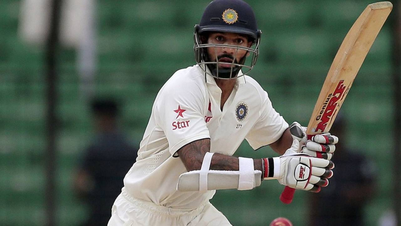 Shikhar Dhawan brought up his half-century in 47 balls, Bangladesh v India, only Test, Fatullah, 1st day, June 10, 2015