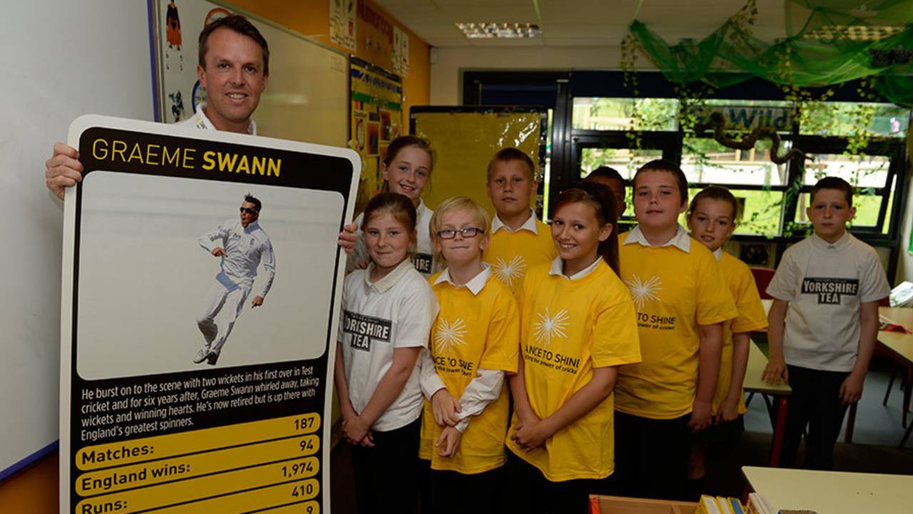 Graeme Swann was launching Chance to Shine's new card game, Nottingham, June 18, 2015