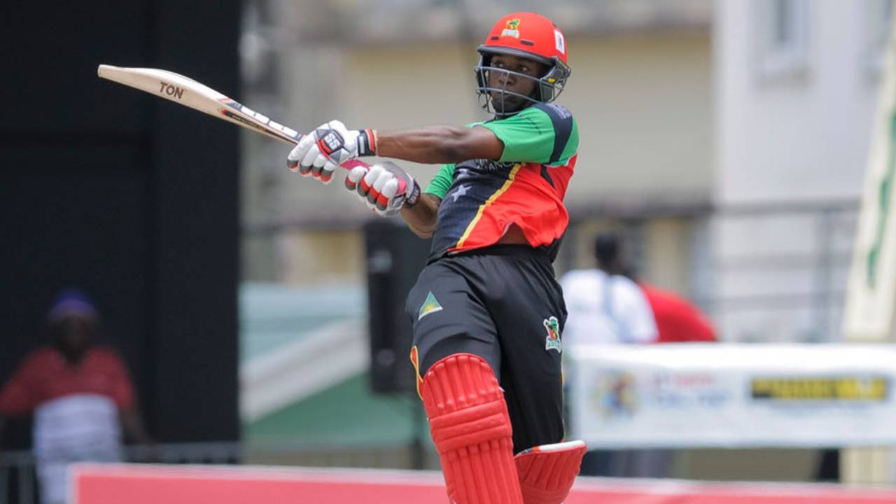 Evin Lewis hit six fours and six sixes in his 82, St Kitts and Nevis Patriots v Jamaica Tallawahs, Basseterre, July 4, 2015