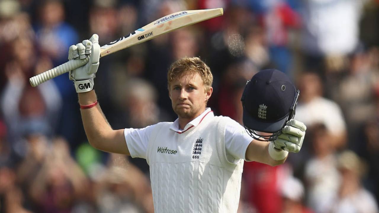 Joe Root celebrates reaching his century, England v Australia, 1st Investec Ashes Test, Cardiff, 1st day, July 8, 2015