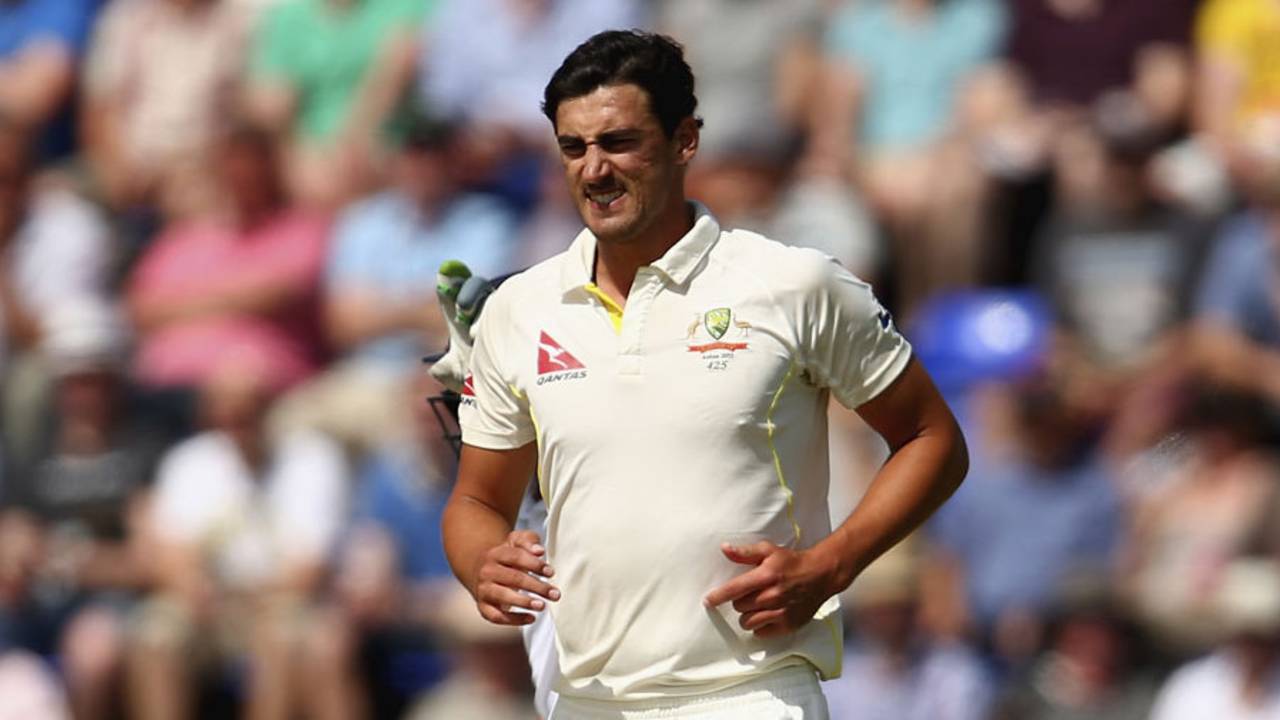 Mitchell Starc bowled through pain, England v Australia, 1st Investec Ashes Test, Cardiff, 3rd day, July 10, 2015