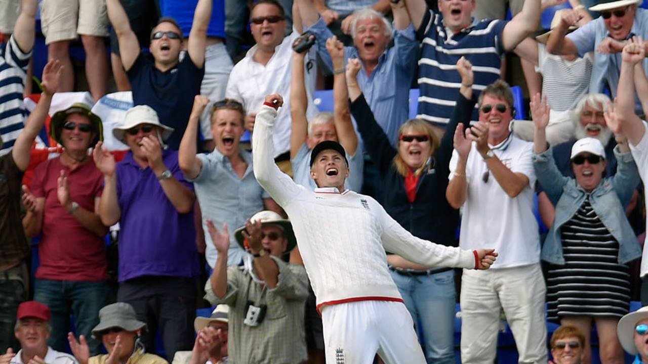 Joe Root held the catch at long-off to complete England's victory, England v Australia, 1st Investec Ashes Test, Cardiff, 4th day, July 11, 2015