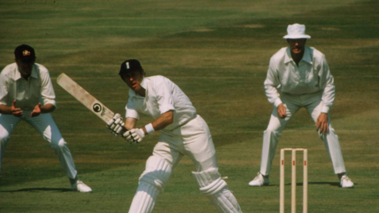 Geoff Boycott bats, on his way to his 100th first-class hundred, England v Australia, fourth Test, 1st day, Headingley, August 11, 1977