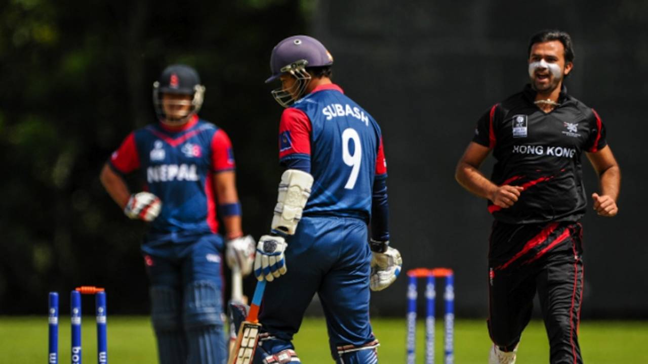 Haseeb Amjad took 4 for 16 against Nepal, Hong Kong v Nepal, ICC World T20 Qualifier, Belfast, July 15, 2015
