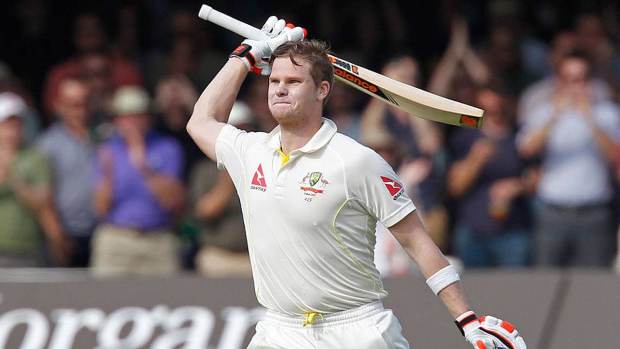 Steven Smith celebrates his 10th Test hundred, England v Australia, 2nd Investec Ashes Test, Lord's, 1st day, July 16, 2015