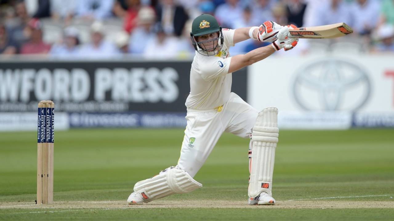 Steven Smith drives through the off side, England v Australia, 2nd Investec Ashes Test, Lord's, 2nd day, July 17, 2015