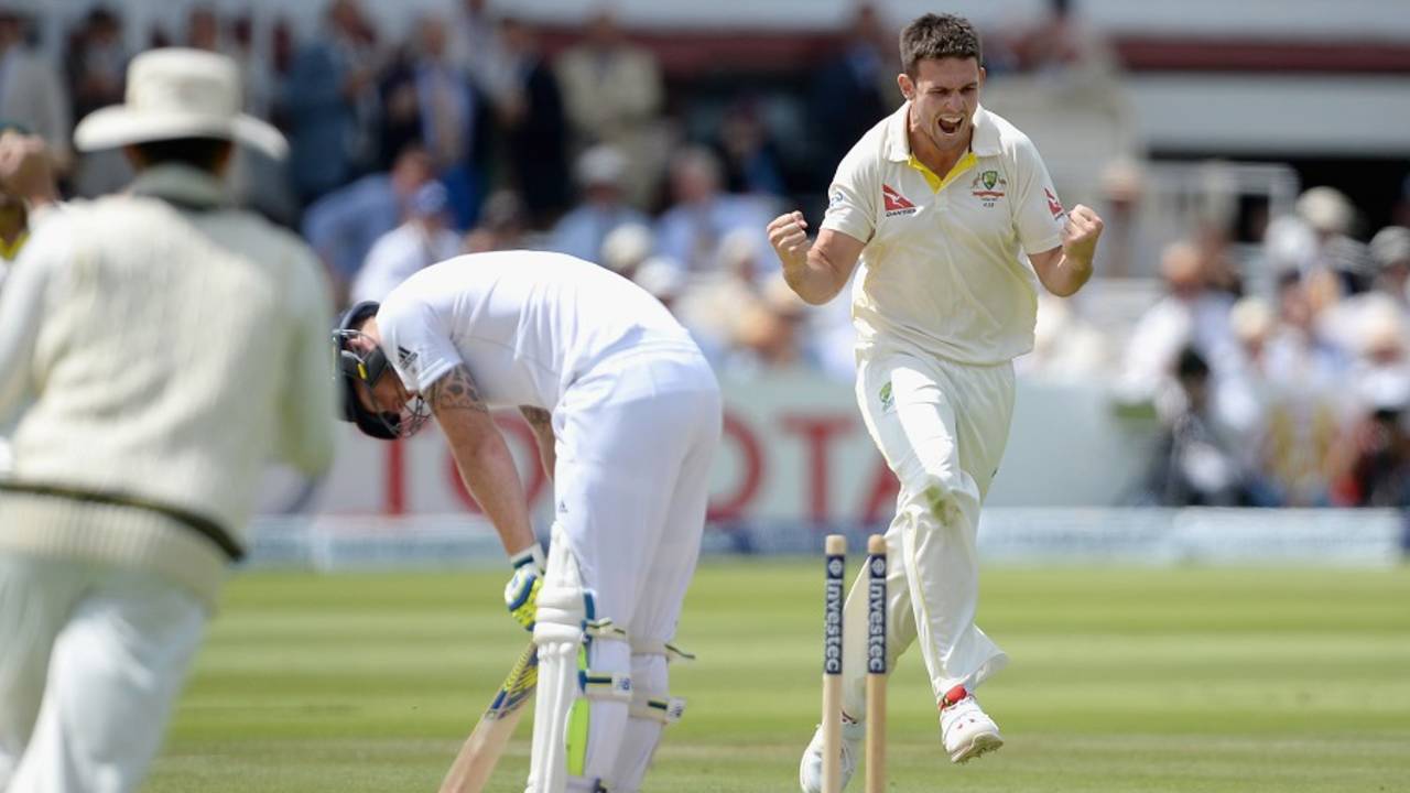 Mitchell Marsh is pumped after getting rid of Ben Stokes, England v Australia, 2nd Investec Ashes Test, Lord's, 3rd day, July 18, 2015