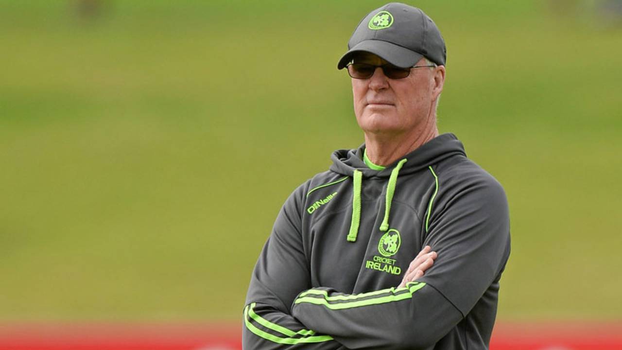 Ireland coach John Bracewell looks on during a training session, Ireland v Jersey, World T20 Qualifier, July 19, 2015