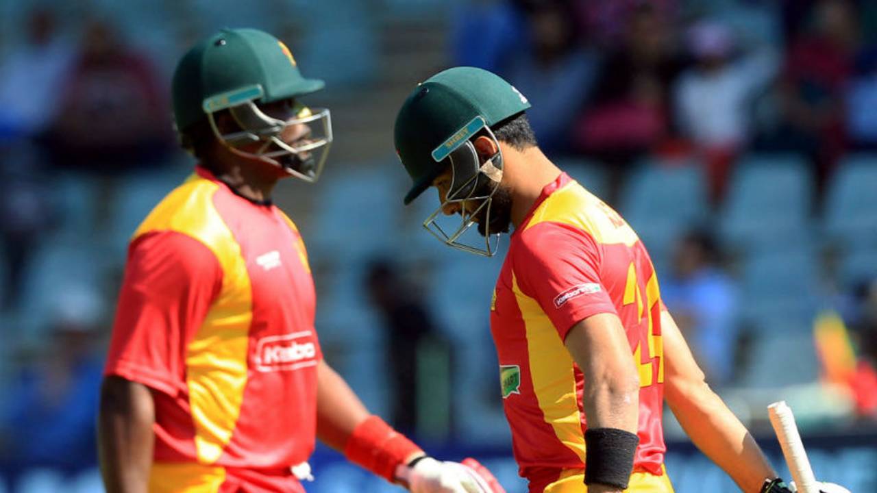Zimbabwe opted to bat and the openers added 28 in 20 balls, before Hamilton Masakadza became Sandeep Sharma's maiden T20I wicket&nbsp;&nbsp;&bull;&nbsp;&nbsp;Associated Press