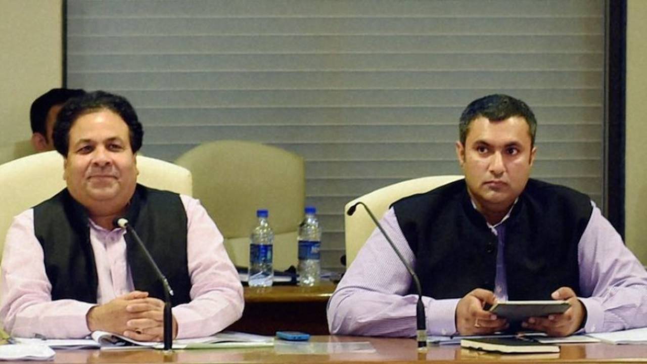 Rajiv Shukla and Anirudh Chaudhry attend the IPL governing council meet&nbsp;&nbsp;&bull;&nbsp;&nbsp;PTI 
