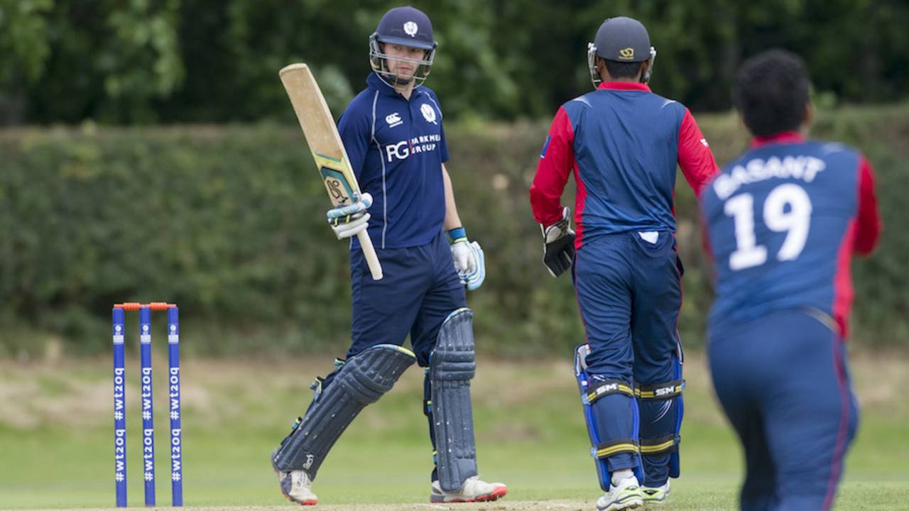 Matthew Cross scored an unbeaten fifty, Scotland v Nepal, ICC World Cricket League Championship, Ayr, August 1, 2015