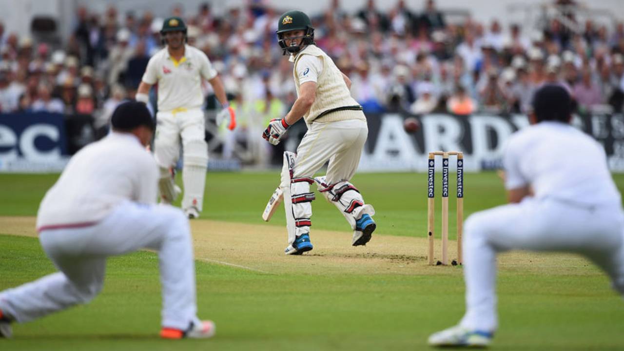 Chris Rogers looks back in horror after edging Stuart Broad to slip, England v Australia, 4th Investec Test, Trent Bridge, 1st day, August 6, 2015