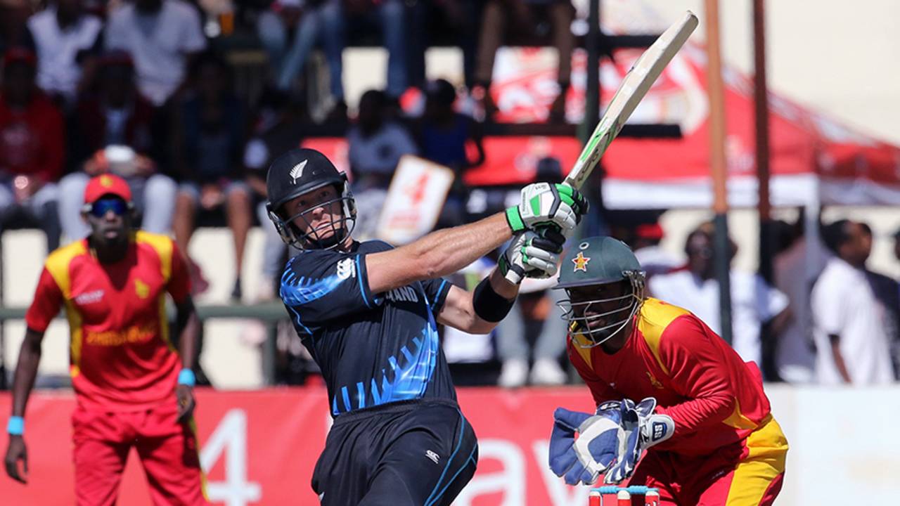 Martin Guptill slammed a quick 33 at the top of the order, Zimbabwe v New Zealand, only T20I, Harare, August 9, 2015