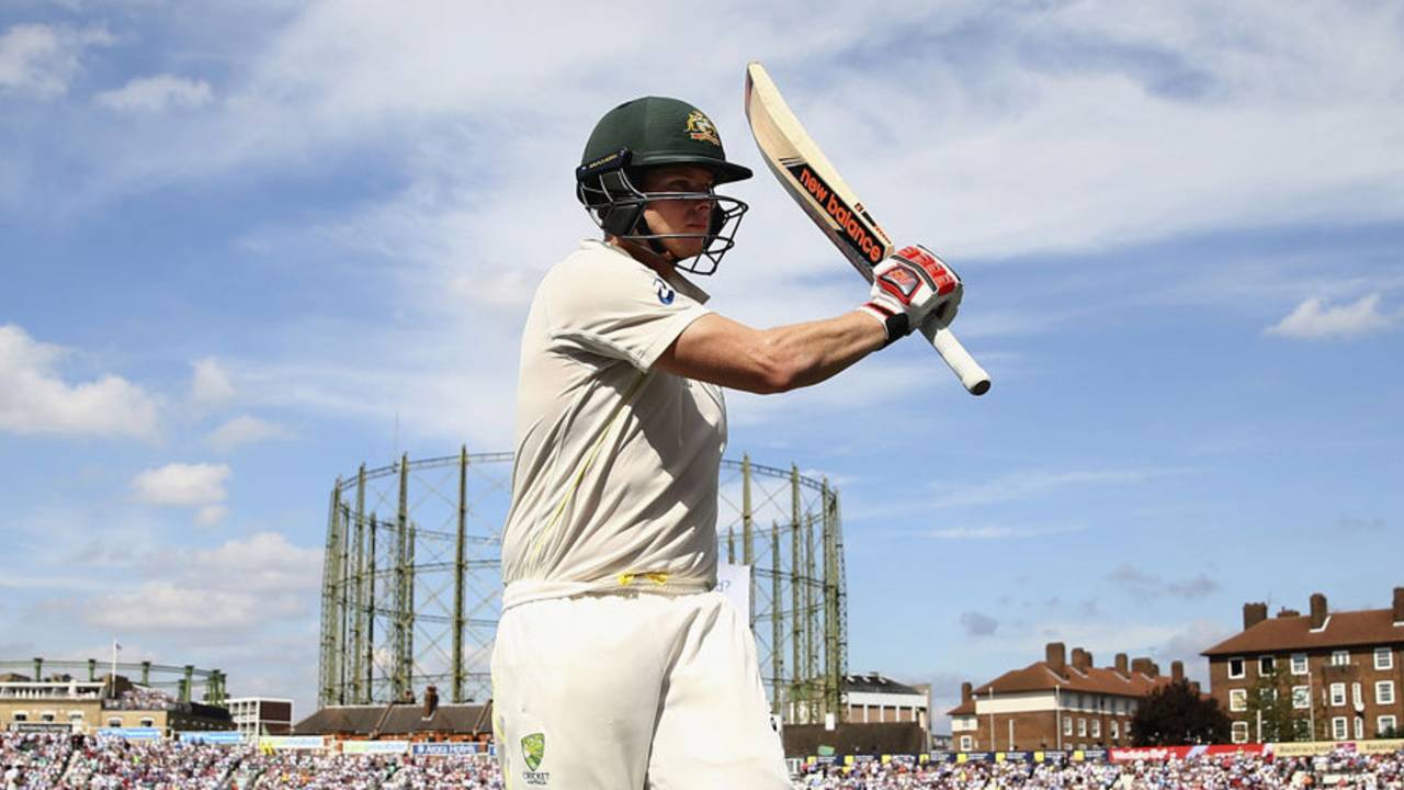 Steven Smith salutes the crowd after falling for 143, England v Australia, 5th Investec Ashes Test, The Oval, 2nd day, August 21, 2015