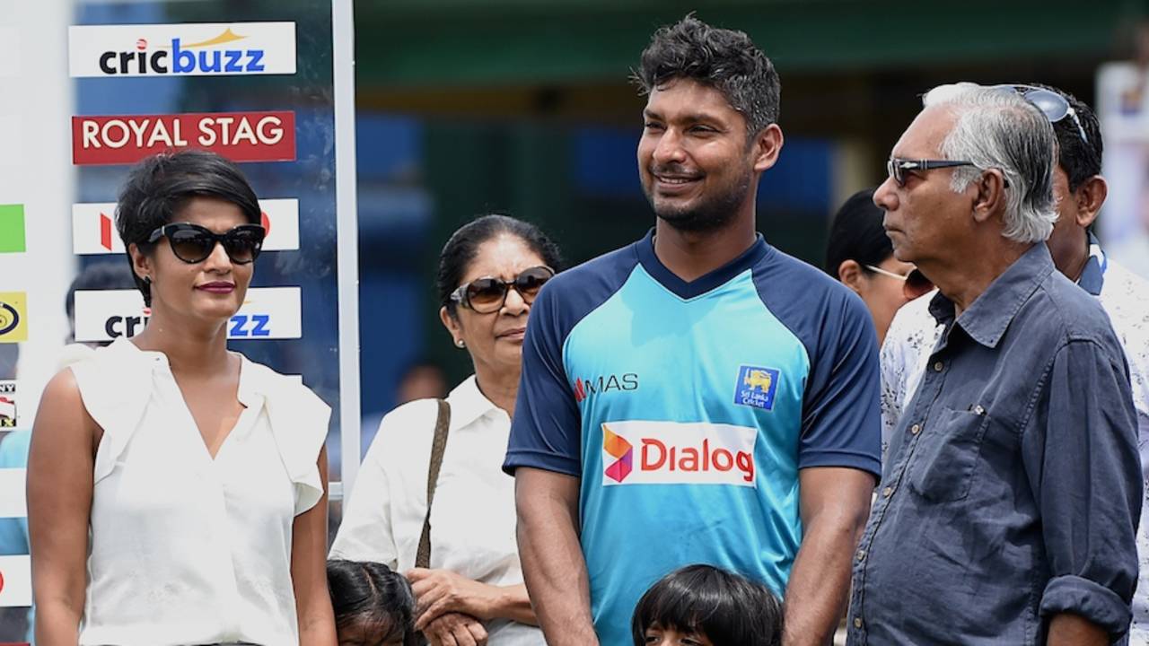 Kumar Sangakkara with his family members after his last Test, Sri Lanka v India, 2nd Test, P Sara Oval, Colombo, 5th day, August 24, 2015