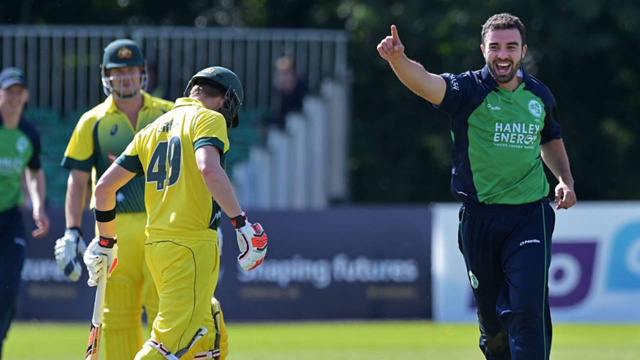 Stuart Thompson removed Steven Smith as Ireland hit back, Ireland v Australia, Only ODI, Stormont, August 27, 2015