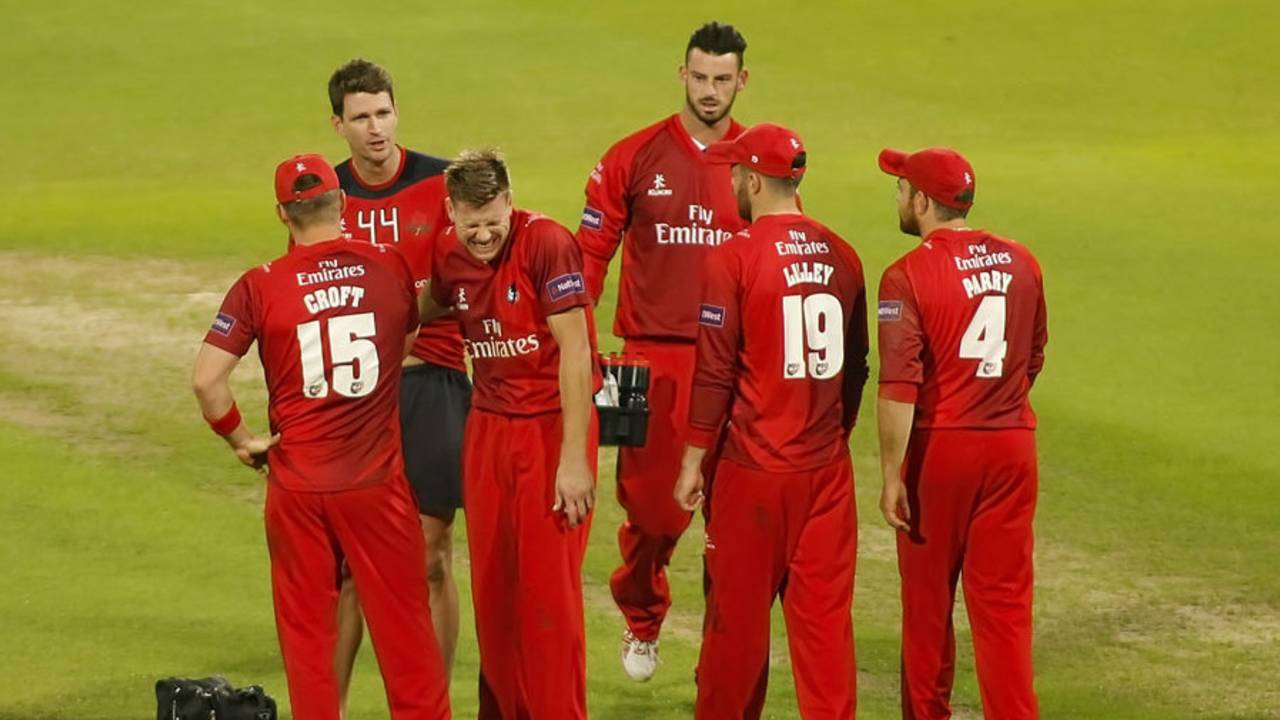 James Faulkner suffered a dislocated finger, Northamptonshire v Lancashire, NatWest T20 Blast, Final, Edgbaston, August 29, 2015