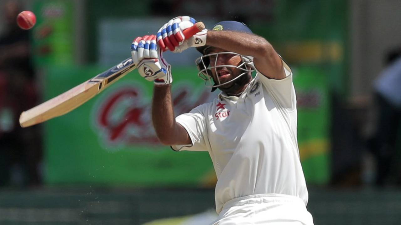 Cheteshwar Pujara shapes to upper cut,  Sri Lanka v India, 3rd Test, SSC, Colombo, 3rd day, August 30, 2015