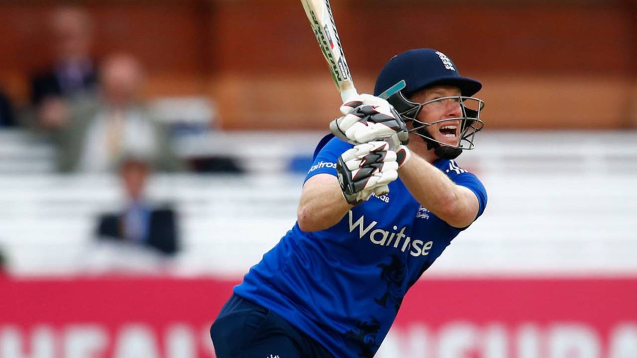 Eoin Morgan lofts one into the off side, England v Australia, 2nd ODI, Lord's, September 5, 2015
