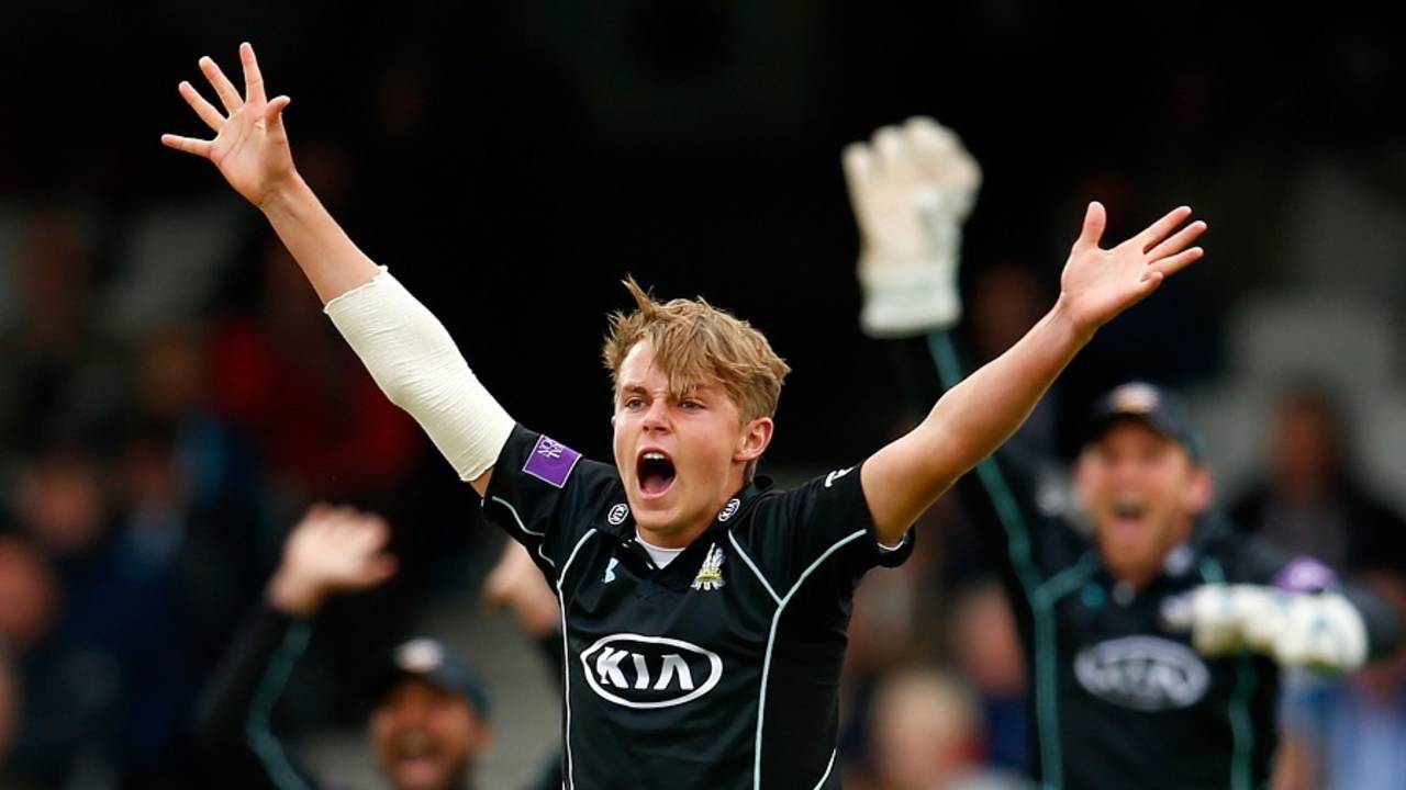 Sam Curran took two wickets of two balls in his first over, Surrey v Nottinghamshire, Royal London Cup semi-final, Kia Oval, September 7, 2015 