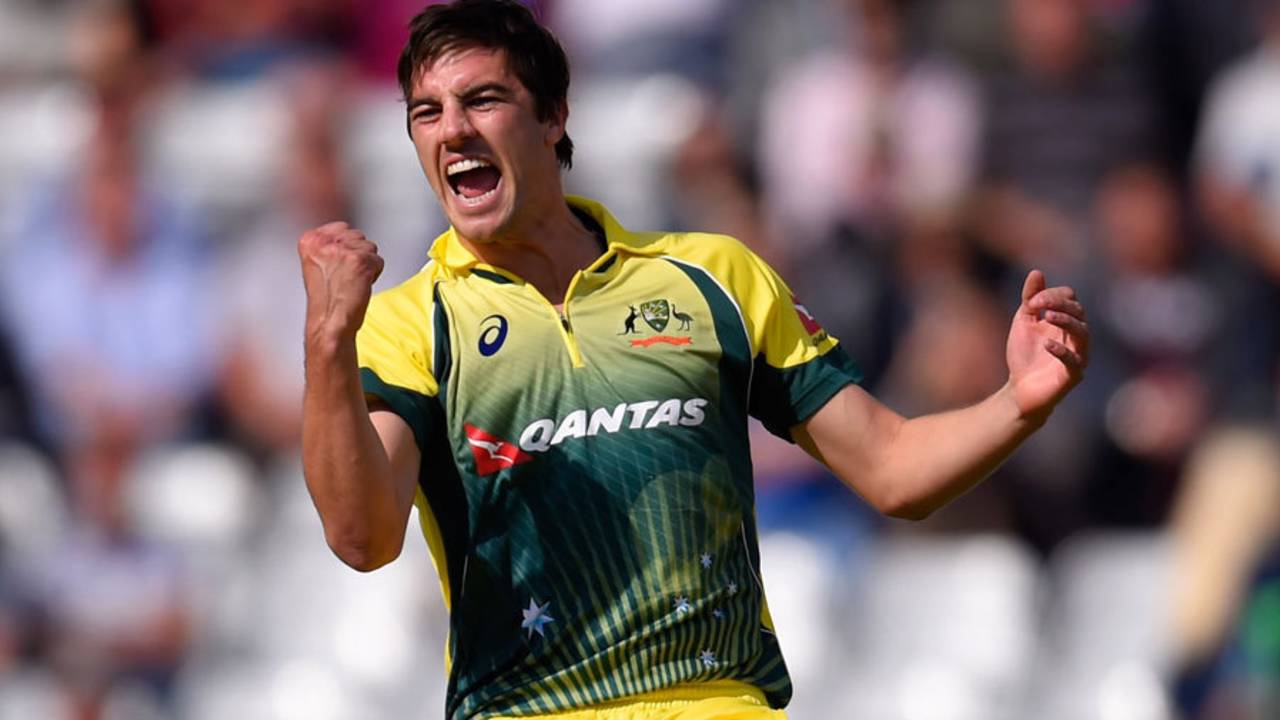 Pat Cummins roars in approval after winning an lbw appeal, England v Australia, 4th ODI, Headingley, September 11, 2015