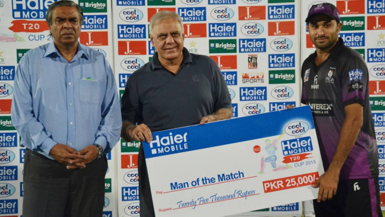 Raheel Ameer was named Man of the Match for his 55-ball 87, Faisalabad Region v Lahore Region Whites, Group B, Haier Mobile T20 Cup, Rawalpindi, September 13, 2015
