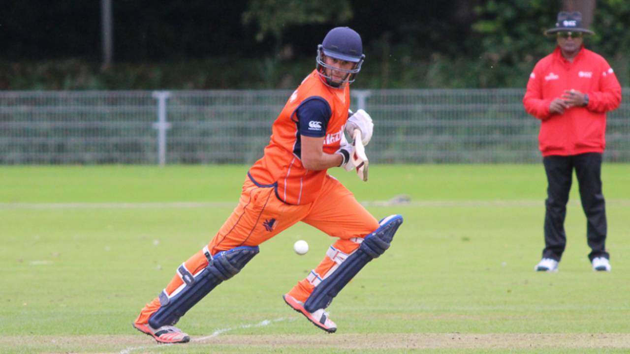 Pieter Seelaar darts for a single on the off side during his 68, Netherlands v Scotland, WCL Championship, Amstelveen, September 15, 2015