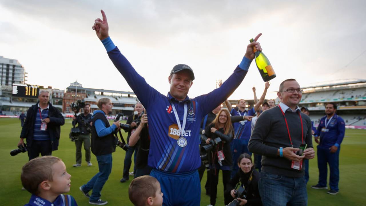 Geraint Jones celebrates on the outfield, Gloucestershire v Surrey, Royal London Cup final, Lord's, September 19, 2015