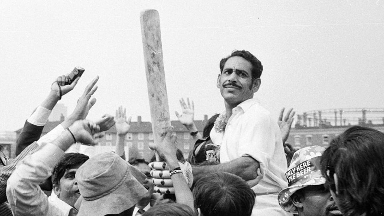 Syed Abid Ali is carried off the field by fans after securing India's series win, England v India, 3rd Test, The Oval, 5th day, August 24,1971