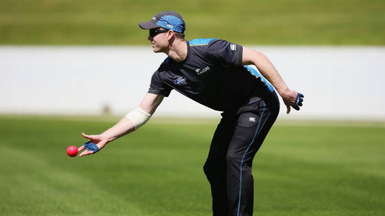 James Neesham during a pink-ball fielding session, Hamilton, October 8, 2015 