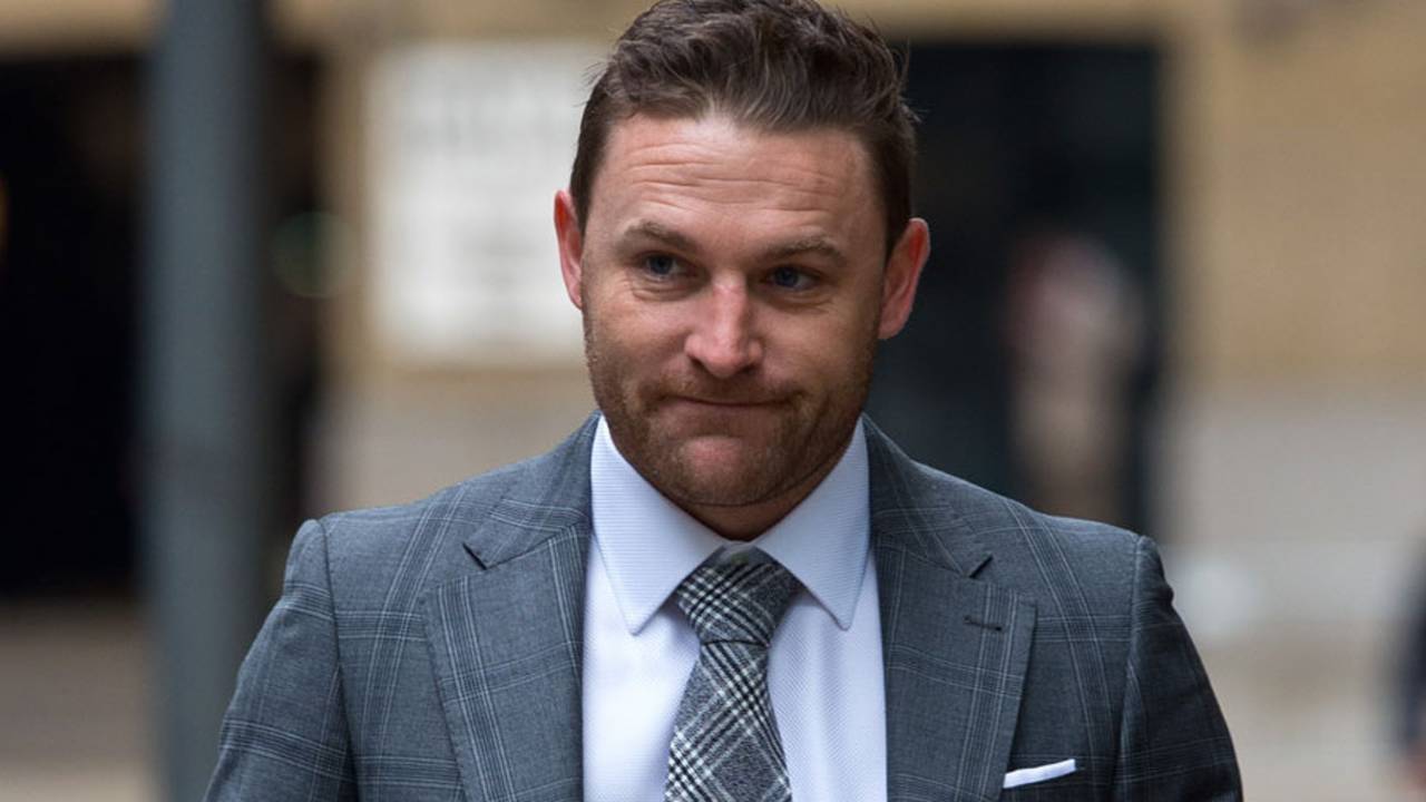 Brendon McCullum arrives to give evidence in Chris Cairns' perjury trial, London, October 15, 2015