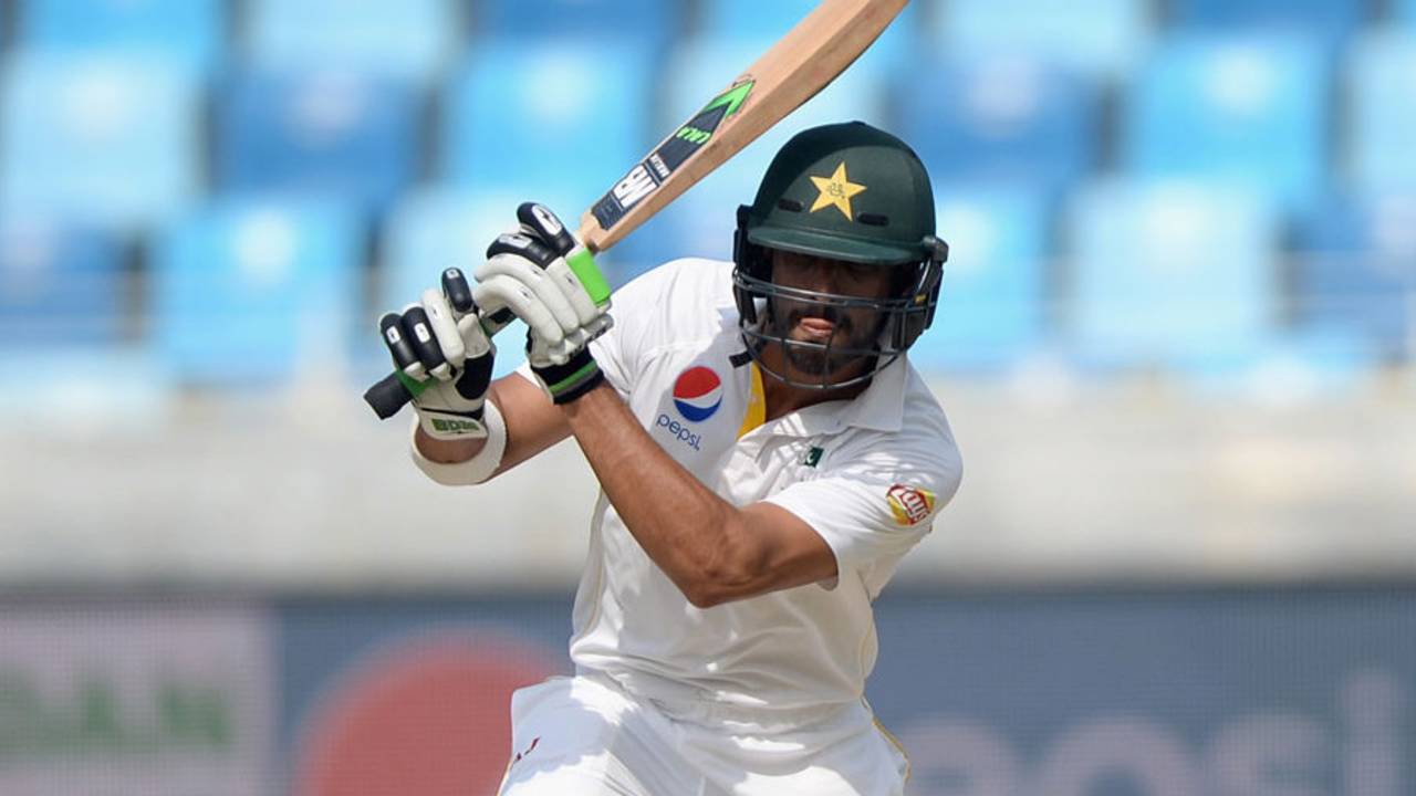 Shan Masood struck a confident-looking half-century, Pakistan v England, 2nd Test, Dubai, 1st day, October 22, 2015