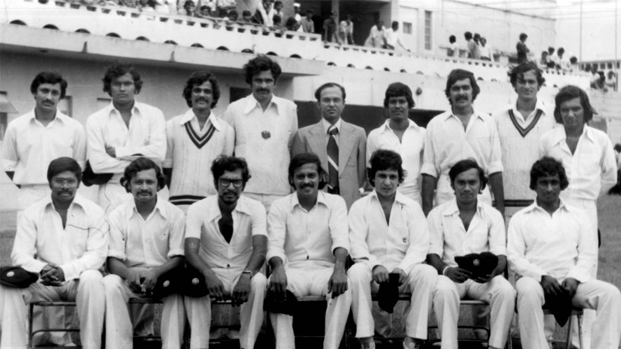 The Andhra Bank 1978-79 squad led by S Venkatraghavan (sitting, fourth from left)