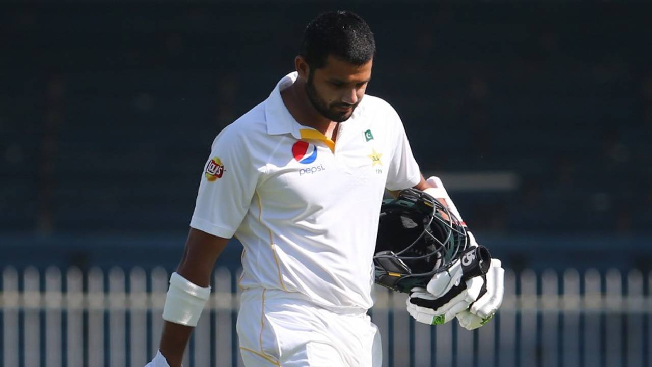 The returning Azhar Ali was dismissed for a duck, Pakistan v England, third Test, Sharjah, 1st day, November 1, 2015