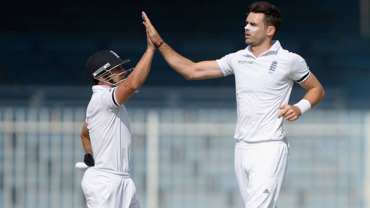 James Anderson gave England an encouraging start by bowling the nightwatchman, Rahat Ali, for 0&nbsp;&nbsp;&bull;&nbsp;&nbsp;Getty Images