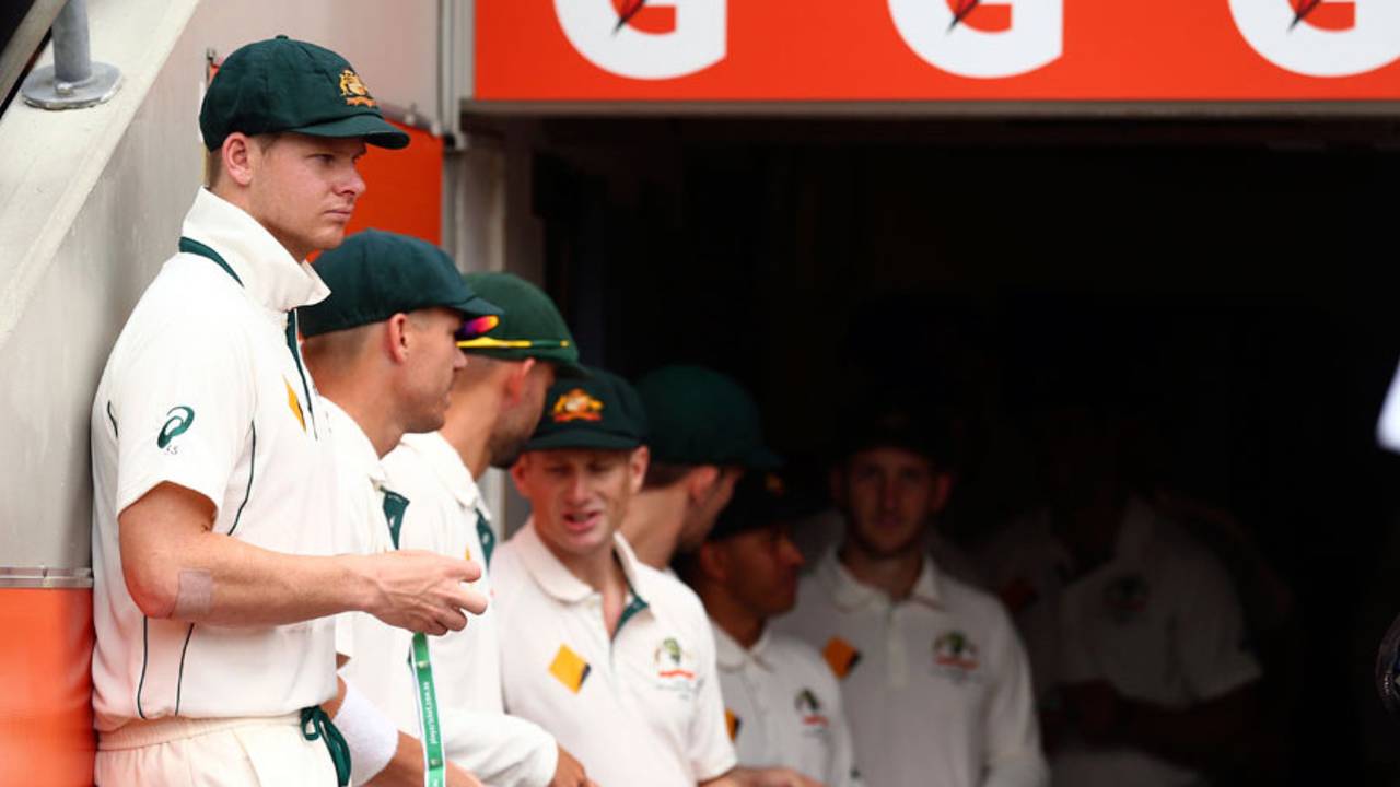 Steven Smith waits to lead his team out, Australia v New Zealand, 1st Test, Brisbane, 1st day, November 5, 2015
