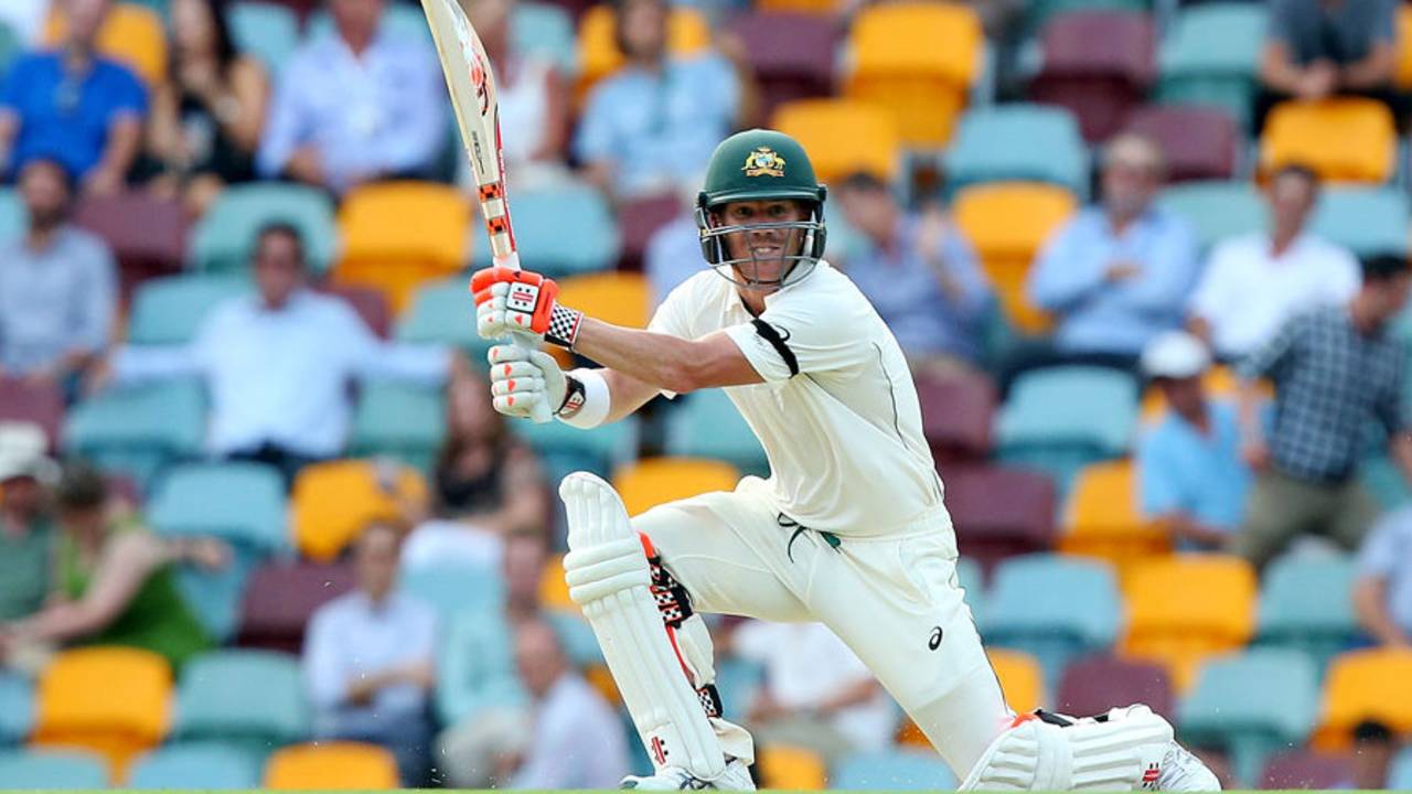 David Warner pierces the off side, Australia v New Zealand, 1st Test, Brisbane, 1st day, November 5, 2015