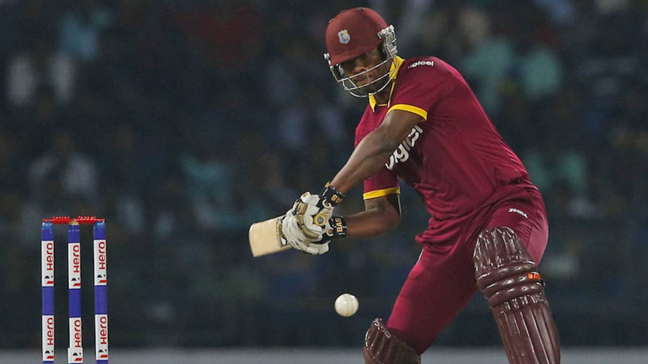 Johnson Charles looks to get under a ball during his innings of 34, Sri Lanka v West Indies, 2nd T20I, Colombo, November 11, 2015