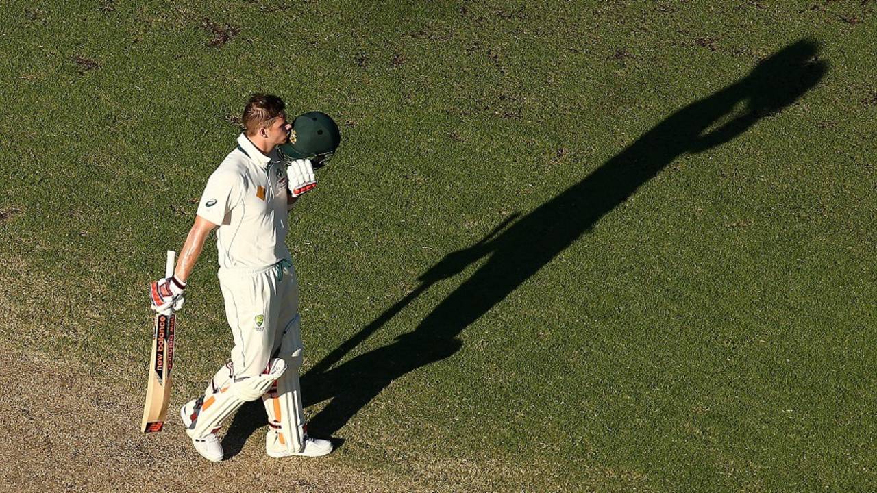Steven Smith savours his first century in the second innings, Australia v New Zealand, 2nd Test, Perth, 4th day, November 16, 2015
