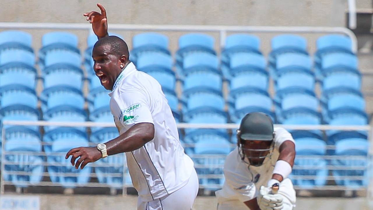 Mervin Matthew celebrates having David Bernard caught behind, Jamaica v Windward Islands, Regional 4 Day Tournament, Kingston, 3rd day, November 15, 2015