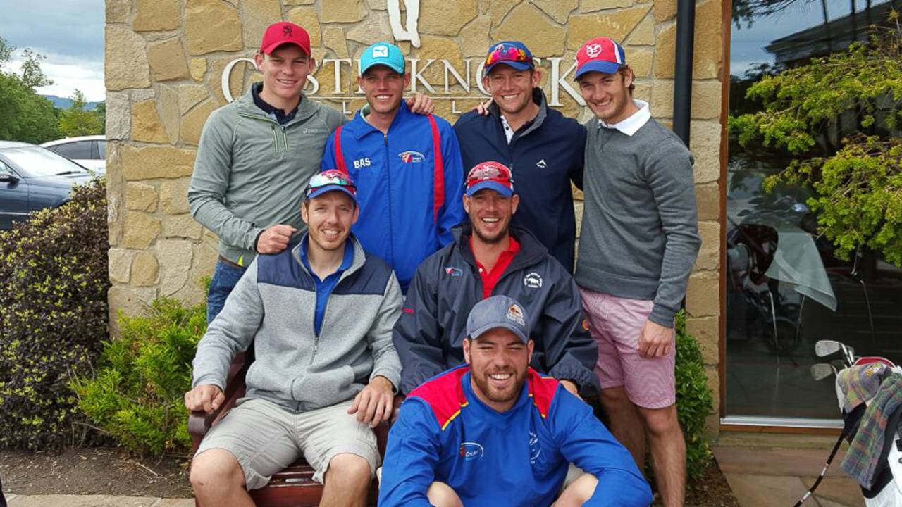 Namibia players enjoy an off day heading out to golf