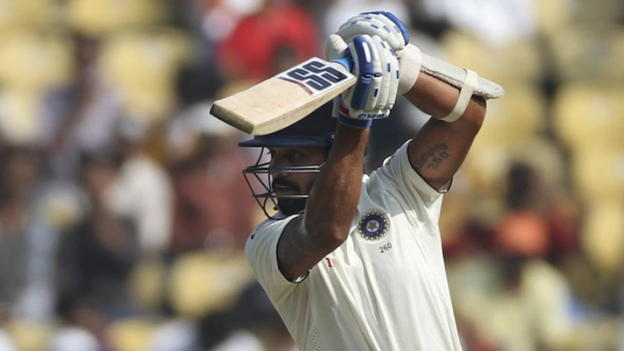 M Vijay punches through the off side, India v South Africa, 3rd Test, Nagpur, 1st day, November 25, 2015