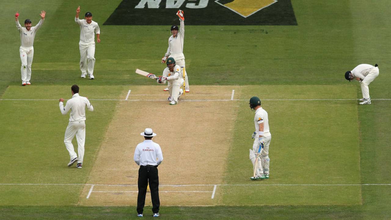 The DRS debate: Nathan Lyon was controversially given not out, Australia v New Zealand, 3rd Test, Adelaide, 2nd day, November 28, 2015