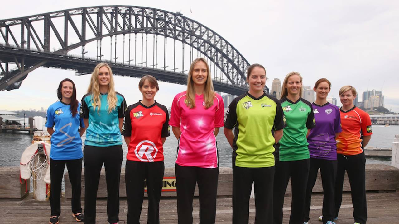 The eight captains at the season launch of the Women's Big Bash League, Sydney, July 10, 2015