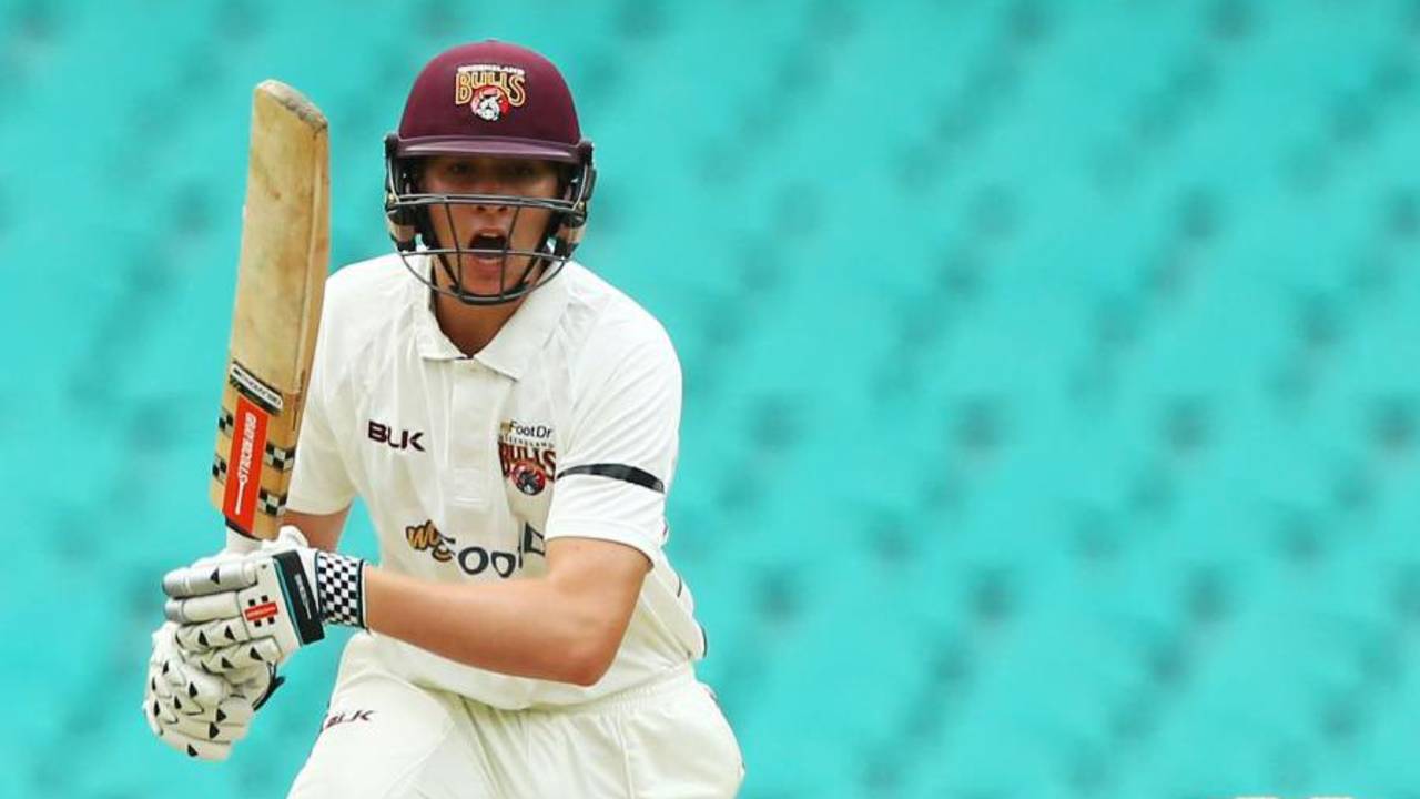 Matt Renshaw pushes to the off side, New South Wales v Queensland, Sheffield Shield, 1st day, November 27, 2015