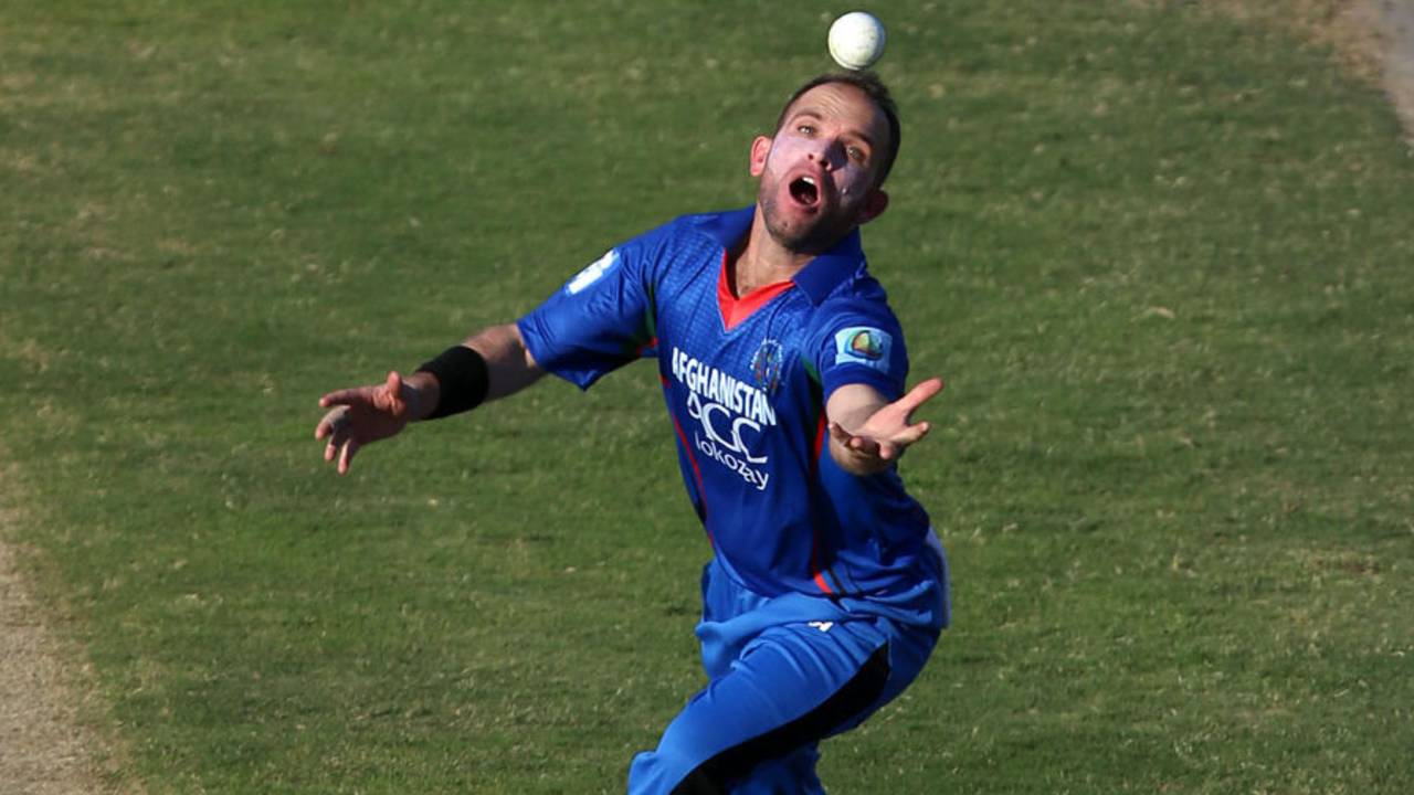 Debutant Rokhan Barakzai holds on to a catch, Afghanistan v Zimbabwe, 2nd ODI, Sharjah, December 29, 2015