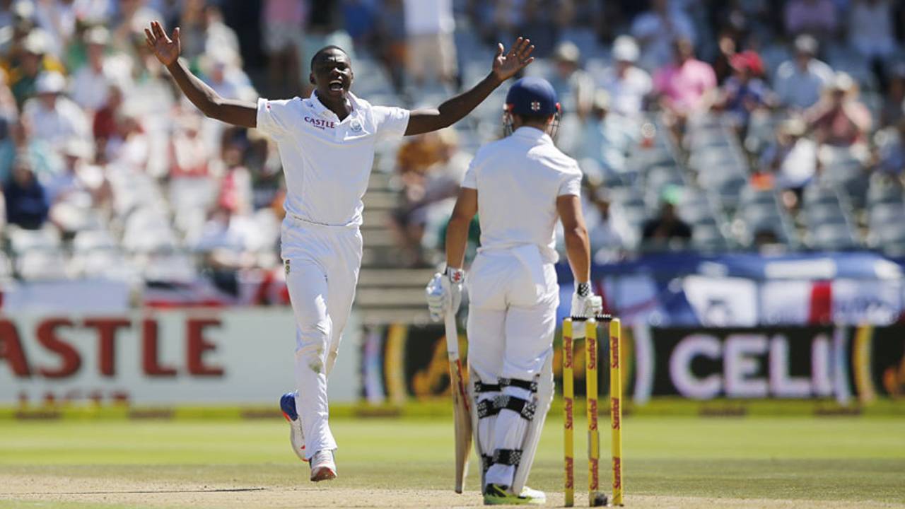 Kagiso Rabada removed James Taylor first ball after tea, South Africa v England, 2nd Test, Cape Town, 1st day, January 2, 2016